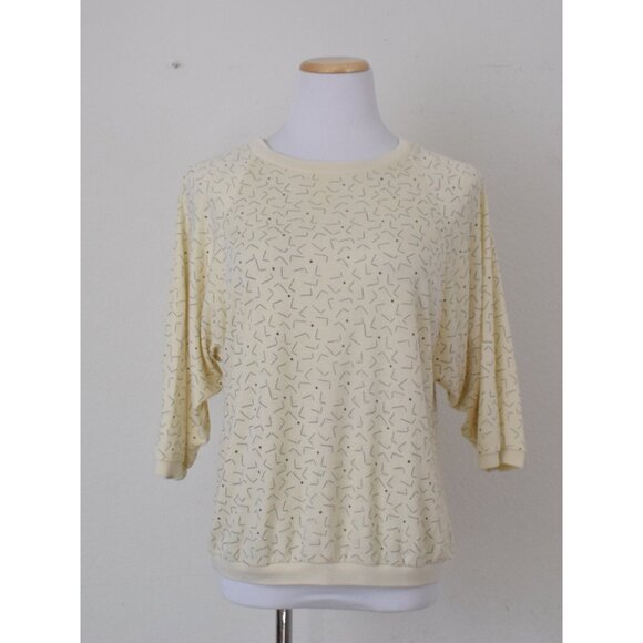 Vintage 80s Batwing Sleeves Abstract Shirt by Currants by Jeri-Jo size M - Picture 10 of 10